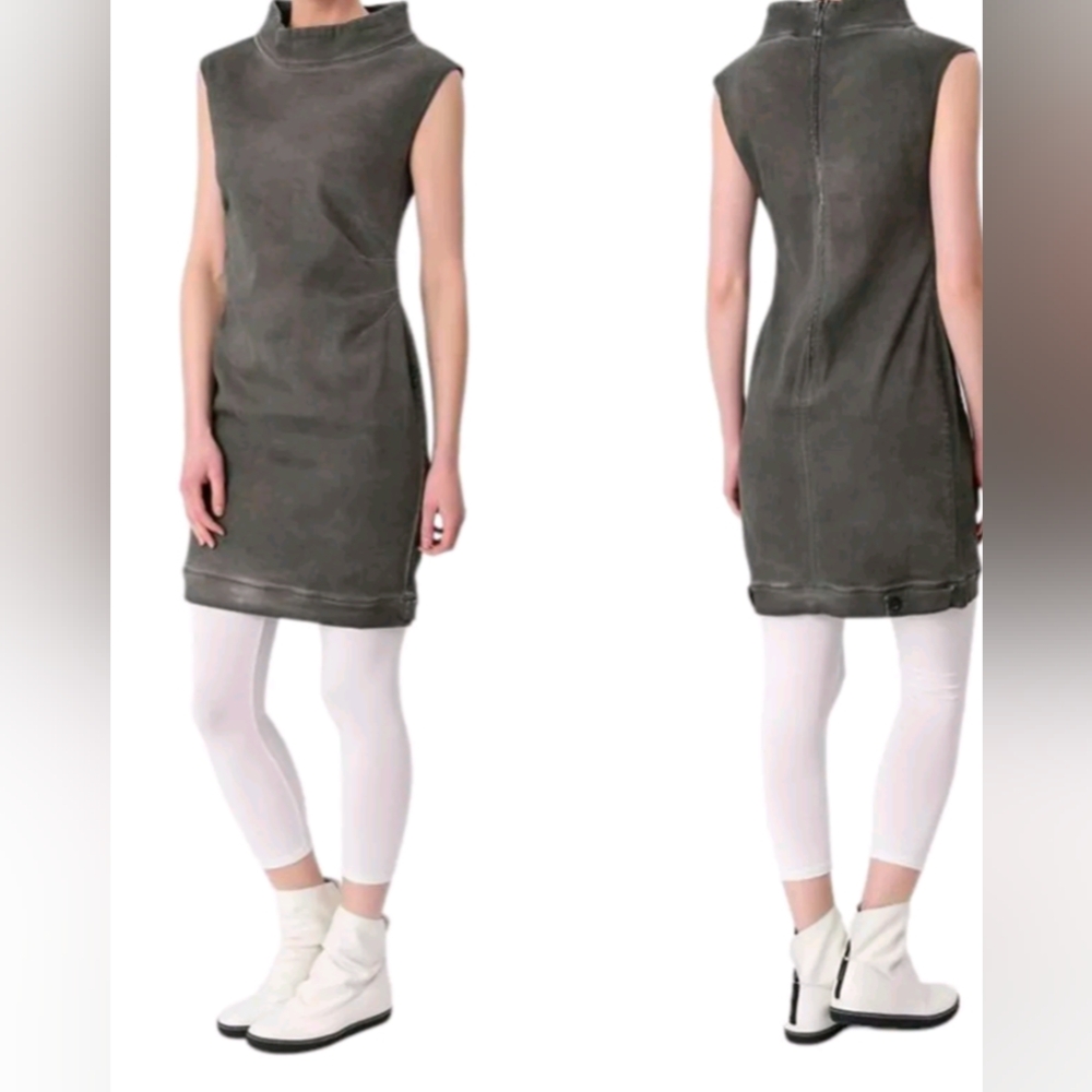 Sarah Pacini Sz 10/ T1 Grey Sleeveless Denim Dress Sheath Women's Med.